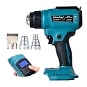 Heat Gun for Makita 18V Battery, Max 1202°F Variable Temperature Fast Heating Heavy Duty Hot Air Gun with 3pcs Nozzles for Shrink Wrap, Wire Connections