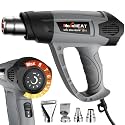 Heat Gun - Newly Upgraded Cool Mode 100℉~1200℉ with Dual Fuses for Shrink Tubing &amp; Crafts, 1800W Heavy Duty Hot Air Gun Variable Temperature Control with 4 Nozzles for Crafting, Resin, Vinyl Wrap