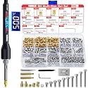 Heat-Set Threaded Insert Kit – 286pcs with 60W Digital Soldering Iron, Stand, Tweezers & M4 Nuts, Screws & Caps for Plastic Thread Repair and DIY Projects
