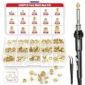 Heat-Set Threaded Insert Kit – 350PCS with 60W Digital Soldering Iron, Stand, Tweezers & M2 M3 M4 M5 M6 M8 Nuts, Screws & Caps for Plastic Thread Repair and DIY Projects