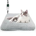 Heated Cat Bed Indoor, 12 Level Temperature Dog Cat Heating Pad with Timer, Pet Heating Pad for Puppy Cats Dogs Electric Warming Pad, Chew Resistant Heated Pet Bed (18" x 18")