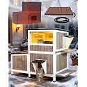 Heated Cat House Outdoor Insulated Liner Cat House with Heated Pad Feral Cat Shelter with Escape Doors Weatherproof-Khaki