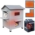 Heated Cat House for Outside in Winter with Escape Door Insulated Cat House
