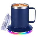 Heated Coffee Mug Warmer Set, 10H Auto Shut Off, 12oz USB Smart Electric Heated Mug for Office Home, for Friend Bithday Christmas (Blue)