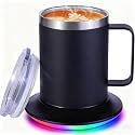 Birthday Gifts for Dad Husband Brother Friend, 12oz Heated Coffee Mug with Glowing Warmer Set,Funny Valentines