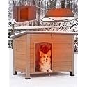 Heated Dog House Outdoor Weatherproof Wood Kennel for Large Dogs