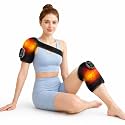 Heated Knee Massager, Cordless Knee Heating Pad with Massage, Knee Massager for Pain Relief, Adjustable Wrap for Knee, Shoulder, Elbow, 6 Heating Levels &amp; 3 Massage Modes, Black