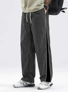 HEATGO Striped Men Grey Track Pants