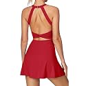 Heathyoga Tennis Dress with Built in Shorts and Bra Athletic Dress for Women Summer Cut Out Twisted Golf Workout Dress