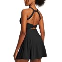 Heathyoga Tennis Dress with Built in Shorts and Bra Athletic Dress for Women Summer Cut Out Twisted Golf Workout Dress