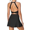 Heathyoga Tennis Dress with Built in Shorts and Bra Athletic Dress for Women Summer Cut Out Twisted Golf Workout Dress