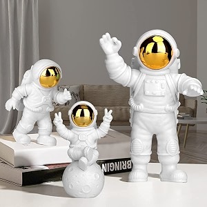 home decor astronaut statue decoration bedroom model rack theme party space decoration desktop ornaments outer spaceman toys office desktop figurine set of 3 golden