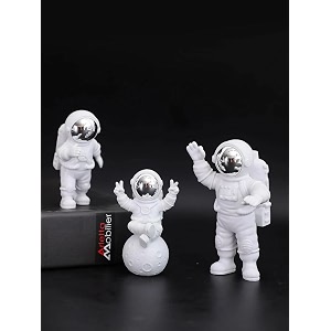 home decor astronaut statue decoration bedroom model rack theme party space decoration desktop ornaments outer spaceman toys office desktop figurine set of 3 silver