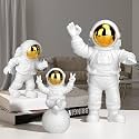 Home Decor Astronaut Statue Decoration Bedroom Model Rack Theme Party Space Decoration Desktop Ornaments Outer Spaceman Toys Office Desktop Figurine Set of 3 (Golden)