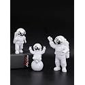 Home Decor Astronaut Statue Decoration Bedroom Model Rack Theme Party Space Decoration Desktop Ornaments Outer Spaceman Toys Office Desktop Figurine Set of 3 (Silver)