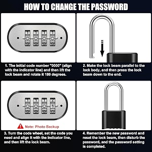 heavy duty 4-digit combination steel padlock  resettable code lock with 10000 combinations amp 8mm hardened steel shackle  high security metal padlock for gym locker gate amp travel black