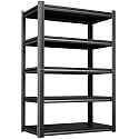 Heavy Duty 5-Tier Garage Shelving Unit (2500 LBS Capacity) – 71.2" Hx35 Wx16 D Adjustable Metal Storage Rack, Industrial Steel Utility Shelves for Garage, Pantry, Warehouse, and Basement Black