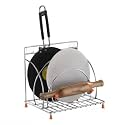 Heavy Duty 5mm Stainless Steel 4-in-1 Chakla Belan Tawa Chimta Stand Kitchen Rack Organizer Nickel Chrome Plating Rolling Pin & Board Griddle Tong Stand Kitchen Wall Mount or Countertop 2-Tiered Shelf