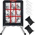 Heavy-Duty 9 Hole Pro Style Baseball & Softball Pitching Net with Strike Zone Target Adjustable Portable Design