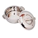 Heavy Duty Stainless Steel Double Wall Insulated Casserole 2000 ml with Steel Lid | Hot Pot for Roti, Rice & Curry | Food Warmer Serving Dish | Dishwasher & Freezer Safe | Silver