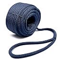 Heavy Duty Braided PP/Polyester/Nylon Rope, Weather-Resistant &amp; Waterproof Rope for Pool, Marine, Camping, Household Use, Construction &amp; Rigging Applications (Navy with Loop, 1/2in X 98FT(32 Strands))