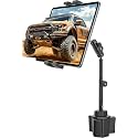 Heavy Duty Car Truck Cup Holder Tablet Mount, Anti-Vibration Metal Long Arm