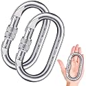 Heavy Duty Carabiner Clip Climbing Carabiner(25kn=5600lbs),Travel Essentials Hook with Screwgate Multipurpose for Climbing, Rigging, Ropes, Hammocks (O Shape, 2pack)