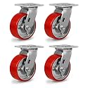 Heavy Duty Casters, 5"X 2" Swivel Casters Set of 4 with Load 4000lb Capacity, No Noise Plate Industrial Caster Wheels for Cart Workbench Tool Box