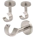 Heavy Duty Ceiling Mount Curtain Rod Brackets, Brushed Nickel, 3 Pack
