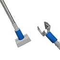 Heavy Duty Commercial Jaw Clamp Mop Handle 55.7 Inch, Thickened Stainless Steel Blue Mop Stick, Industrial Grade Replacement Adjustable Mop Rod