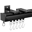 Heavy Duty Curtain Track for Ceiling or Wall Upgraded Thickened Version Black 9.65FT with Hook Easy to Install Curtain Track Rods for Divider, Living Room, Bedroom, Office, Wardrobe