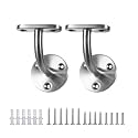 Heavy Duty Flat Handrail Bracket, 304 Stainless Steel Wall Mount Hand Rail Bracket, Satin Finish Stair Railing Holder Indoor Outdoor for Staircase, Banister - 2 Pack
