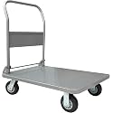 Heavy-Duty Foldable Steel Platform Cart - Portable Flatbed Trolley with Swivel Wheels & Collapsible Handle for 550lb Loads, Ideal for Luggage & Goods Transport