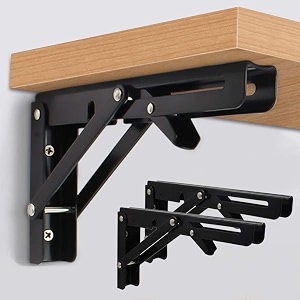 heavy duty folding shelf brackets  metal collapsible wall-mounted bracket for bench table amp shelf  space-saving diy hinge brackets for home amp workshop  1 pair 30 cm