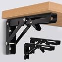 Heavy Duty Folding Shelf Brackets – Metal Collapsible Wall-Mounted Bracket for Bench, Table & Shelf | Space-Saving DIY Hinge Brackets for Home & Workshop | 1 Pair (30 Cm)