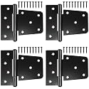 Heavy Duty Gate Hinges - 4 Pack, Black Iron 3.5 Inch Hinges for Wood Shed, Barn Door, Fence Gate Swing (Screws Included)