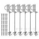 Heavy Duty Ground Anchors Screw-in Trampoline Stakes with Anti-Bend L-Plate, Multi-Hole & Safety Ring, Rust-Proof Steel for Tent, Shed, Swing Set, Fence, Garden, Outdoor