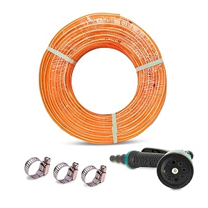 heavy duty highly durable pvc zebra lining hose pipe for watering 34 inch garden usage car washing floor cleaningchoose size 30 meter hose pipe with 8 pattern sprayer gun orange