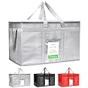 Heavy Duty Insulated Cooler Bag with Lid and Dual Zipper for Reusable Hot and Cold Food Delivery - Insulated Catering Bag (Grey, 3XL PRO)
