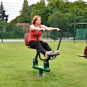 heavy duty outdoor gym rowing machine  all-weather powder coated open air seated rower fitness equipment for public parks residential societies amp gardens