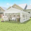 Heavy-Duty Outdoor Party Tent with UV-Resistant PE Canopy, Steel Frame, Cathedral Windows, and Ventilation Doors for Events and Gatherings