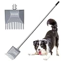 Heavy Duty Pooper Scooper 66in Tempered Spring Steel Scoop Long Stainless Steel Handle Dog Pooper Scooper for Large Dogs Outdoor Pet Waste Removal Shovel