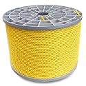 Heavy Duty PP/Polyester/Nylon Rope on Spool, Yellow, 1/4inX1200FT