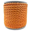 Heavy Duty PP/Polyester/Nylon Rope, Weather-Resistant & Waterproof Rope for Pool, Marine, Camping, Household Use, Construction & Rigging Applications (Orange, 3/4in X 200FT)