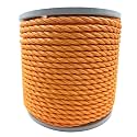 Heavy Duty PP/Polyester/Nylon Rope on Spool, Orange, 1/2inX400FT