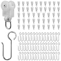 Heavy Duty Room Divider Curtain Rods Rail Curtain Track Ceiling and Wall Mounted Track Dedicated Curtain Track Roller and Hooks White for Bedroom Living Room Bathroom Outdoor Courtyard Study (48 Set)