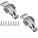Heavy Duty Stainless Steel 304 Spring hasp Toolbox Toggle latches Lock Wood Suitcase Buckle Hinges Furniture Hardware Accessories w/Screws (2, S)