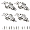 Heavy Duty Stainless Steel 304 Spring hasp Toolbox Toggle latches Lock Wood Suitcase Buckle Hinges Furniture Hardware Accessories w/Screws (4, S)