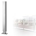 Heavy Duty Stainless Steel Balustrade Post, No-Punch Glass Railing Column for Stairs with Slots &amp; Base, 24 32 36 40 48 in High Vitreous Railing Post(B-MID,Height 32in/80cm)