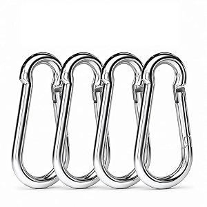 heavy duty stainless steel spring snap hook  8mm locking carabiner for gym camping hiking wire ropes amp outdoor use pack of 4